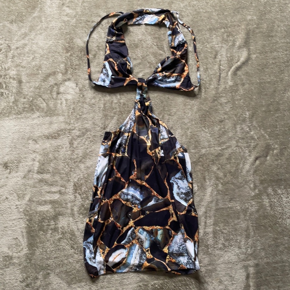 NWT Cutout Marble Print Bodycon Dress